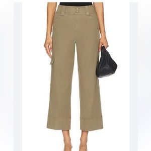 Spanx Stretch Twill Cropped Wide Leg Trouser In Olive XL